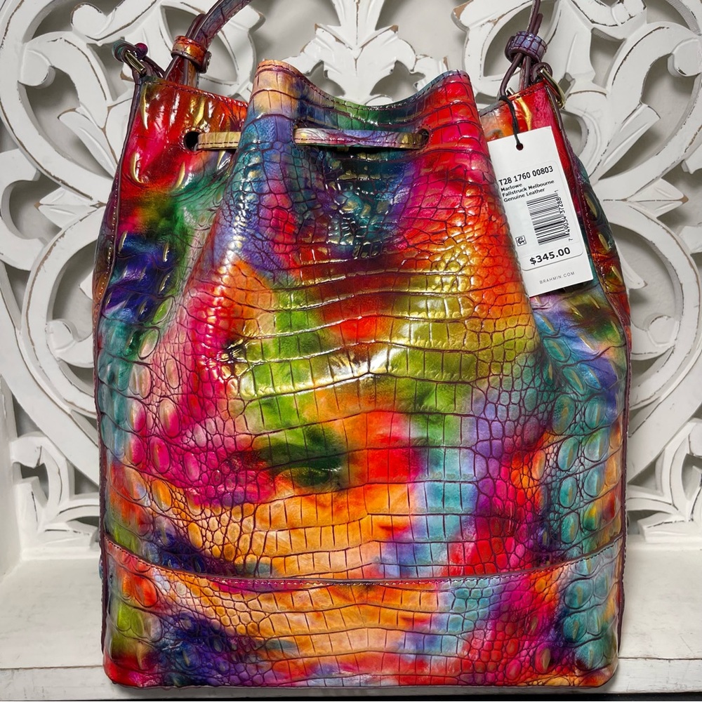 SOLD Brahmin Marlowe Bucket Bag Fallstruck Melbourne Leather - Picture 6 of 9